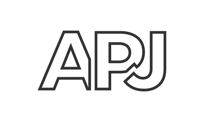 APJ logo design template with strong and modern bold text. Initial based vector logotype featuring simple and minimal typography. Trendy company identity.
