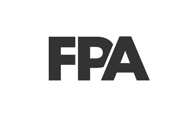 FPA logo design template with strong and modern bold text. Initial based vector logotype featuring simple and minimal typography. Trendy company identity.