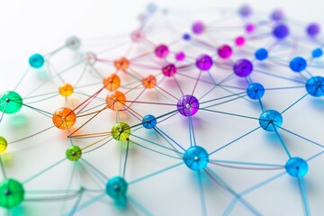 A visually appealing and colorful representation of interconnected nodes forming an intricate network