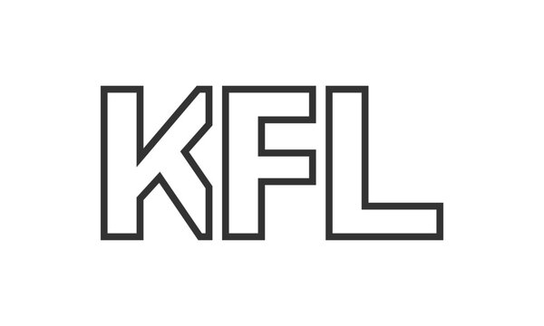 KFL logo design template with strong and modern bold text. Initial based vector logotype featuring simple and minimal typography. Trendy company identity.