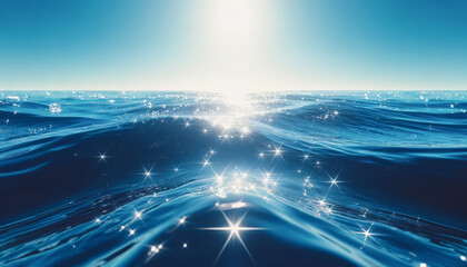 キラキラ光る水面　背景、壁紙　（ AI生成画像 ）