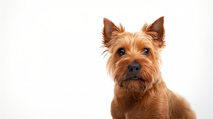 cute puppy little maltipoo dog running and playing isolated on white background. A vivacious Maltipoo puppy gambolling and frolicking unaccompanied against a white background. A vivacious Maltipoo. 