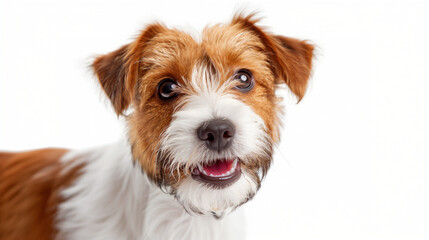 cute puppy little maltipoo dog running and playing isolated on white background. A vivacious Maltipoo puppy gambolling and frolicking unaccompanied against a white background. A vivacious Maltipoo. 