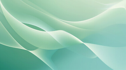 Abstract waves of pastel green and blue shades flowing gracefully, abstract art concept.  Background with copy space