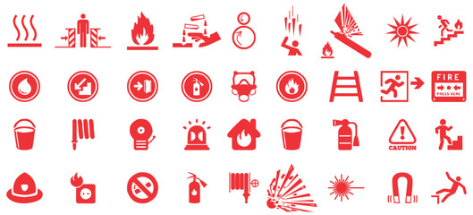 Set of fire fighter stuff icon