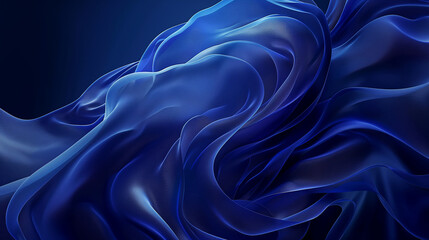 Obraz premium Abstract blue silky waves in flowing motion, abstract art concept. Background with copy space