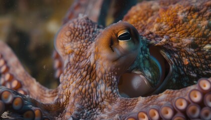 Obraz premium Capturing the Intricacies: A Detailed Look at the Common Octopus