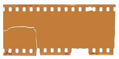 film strip template with 24x36mm frame, empty  135 type (35mm) in negative or positive isolated on white background with work path.