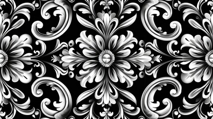 Seamless black and white pattern for textile ceramic tiles and designs