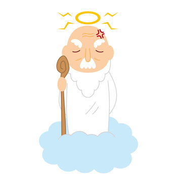 angry old man on cloud with halo clip art preview