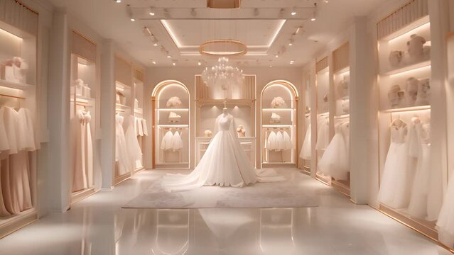 Elegant Bridal Boutique Interior with Exquisite Wedding Dresses Display