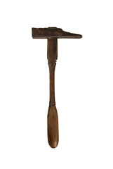 wooden hammer on white, isolated