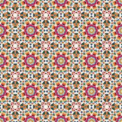 an abstract colorful pattern that has been made with red, yellow and green shapes