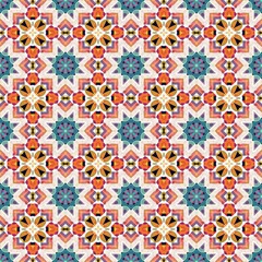 abstract orange, blue and grey background with a flower pattern