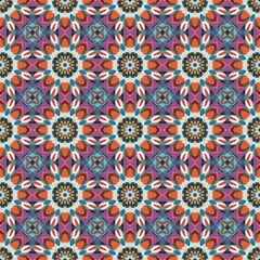 colorful geometric pattern in shades of pink, orange and blue