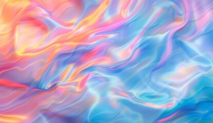 Obraz premium abstract iridescent background with blue, pink and orange colors, blurred wavy wallpaper