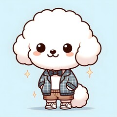 Fototapeta premium AI generated illustration of a Cute Bichon puppy character