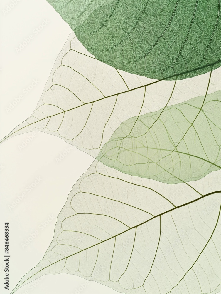 Canvas Prints AI-generated illustration of Stacked leaves against an off-white background