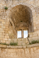 Deep Castle Wall and window at Castle Galliard in Les Andelys, France
