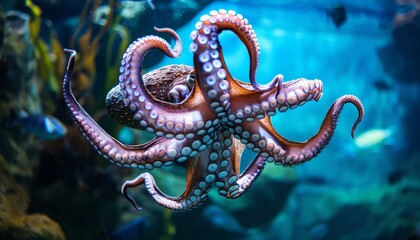 Obraz premium Mesmerizing Octopus at Blue Planet National Aquarium Denmark