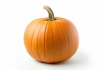 Obraz premium A simple orange pumpkin on a white background, ideal for autumn, Halloween, and harvest-themed projects.