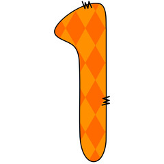 Orange Diamond Patterned Number One With Stitches