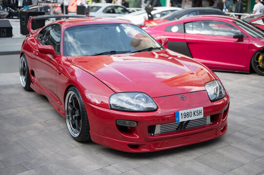 Toyota SUpra A80 fourth generation red color tuned in JDM style