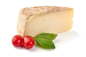 Traditional French goat cheese, isolated on white background