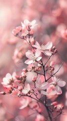Pink Flower on Tree Branch