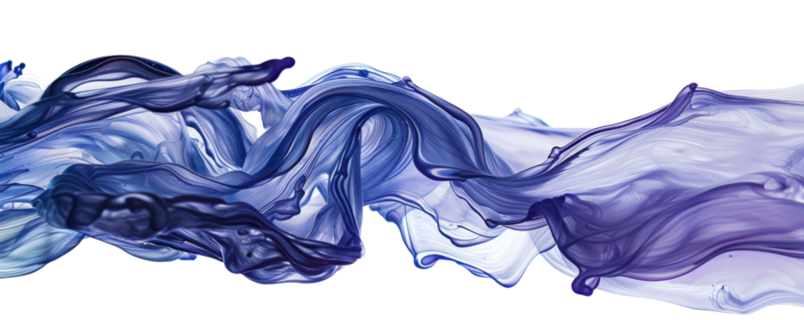 Abstract blue and purple smoke swirling on a white background, perfect for modern art, websites, or print materials.