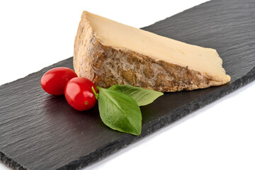 Traditional French goat cheese, isolated on white background