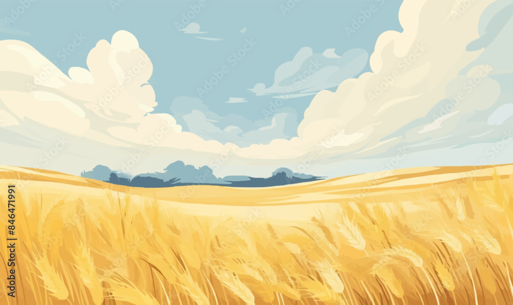 Canvas Prints wheat field vector flat minimalistic isolated illustration