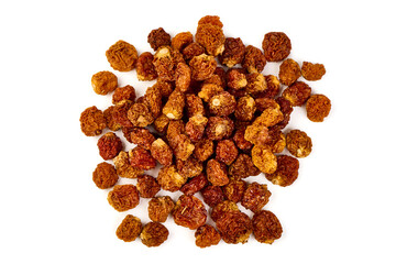 Sun dried golden berries,physalis, isolated on white background