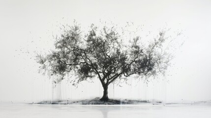 A stunning tree depicted with remarkable realism set against a clean white backdrop