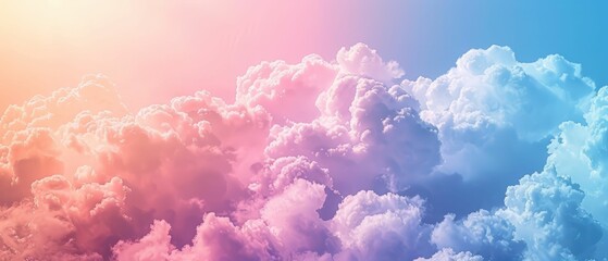 Dreamy Pink and Blue Sky with Fluffy Clouds.