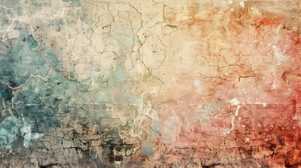Fototapeta premium Background of an aged canvas painting, with crackle texture effects and faded colors. 