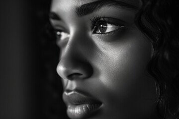 AI-generated illustration of an African American woman with a contemplative expression