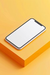 3D isometric illustration of a high-quality cellphone mockup, blank screen for presentation, ultra-realistic