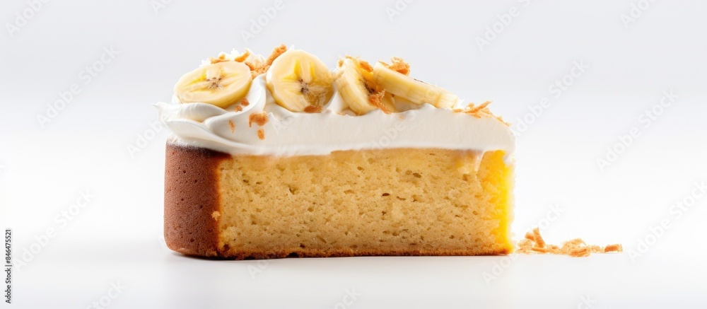Aufkleber there is a copy space image of a slice of banana cake placed on a white background