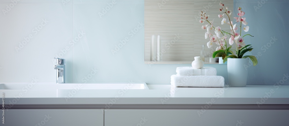 Aufkleber Blurred copy space image of a modern bathroom in the background