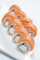 tasty sushi on the white