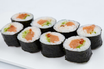 tasty sushi on the white