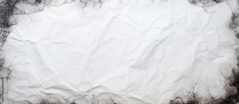 Poster White background with a top view of a crumpled paper featuring dark burnt borders There is ample space for text in the image