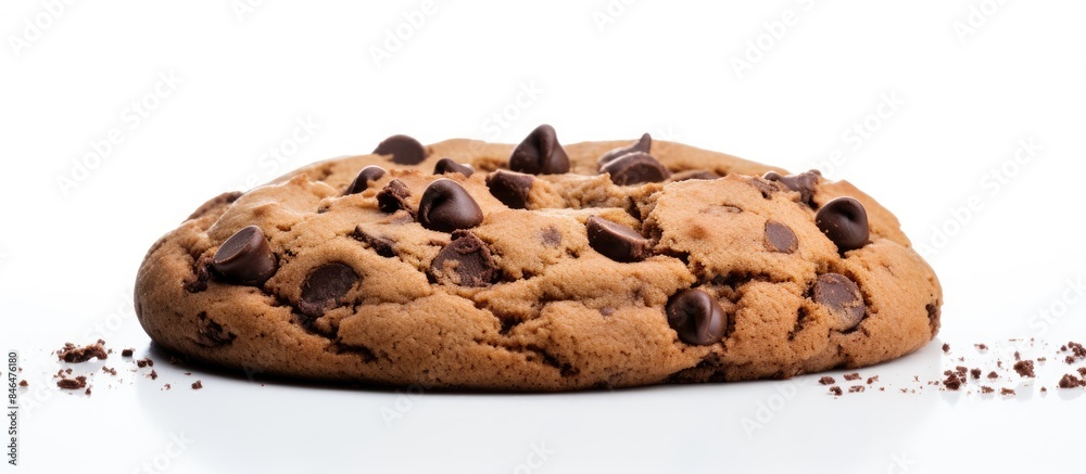 Poster The cookie with its chocolate chips is framed and stands alone on a white backdrop leaving room for additional content if desired