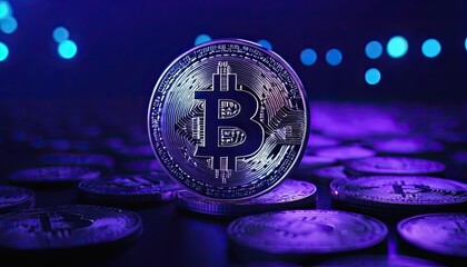 Bitcoin Blockchain: Digital Mining Technology Wallpaper Banner.