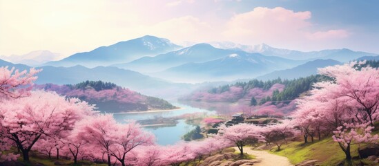 Korea s breathtaking cherry blossom scenery is captured in this beautiful copy space image