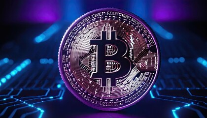 Bitcoin Blockchain: Digital Mining Technology Wallpaper Banner.