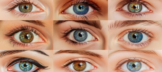 Vivid collage showcasing a myriad of human eyes in a captivating and artistic arrangement