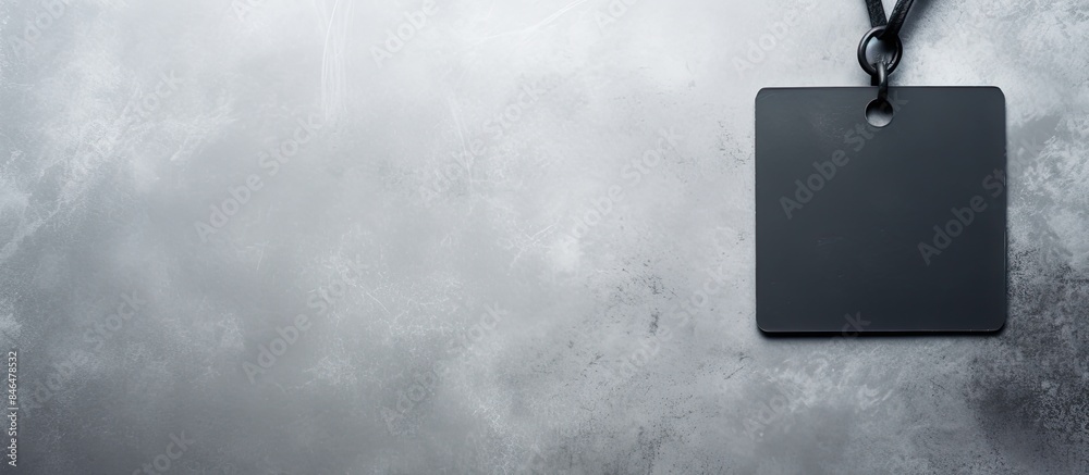 Aufkleber top view of blank tag on light grey stone background space for text black friday concept. copy space