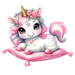Naklejka premium Pink jewelry unicorn